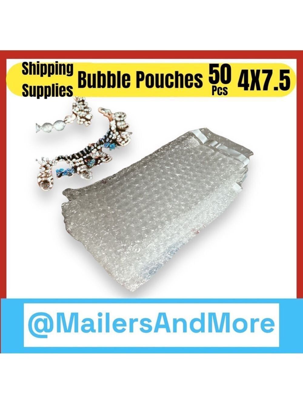 50 PCS Self-Seal Bubble Pouches  4 x 7 1/2″ 3/16″